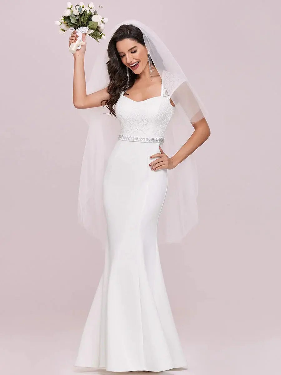 Cap Sleeve Sweetheart Mermaid Style Wedding Dress - Rosa Apparel