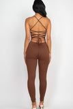 Capella Criss-Cross Open Back Round Neck Bodycon Jumpsuit - Rosa Apparel