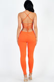 Capella Criss-Cross Open Back Round Neck Bodycon Jumpsuit - Rosa Apparel