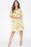 Casual Floral V-Neck Short Sleeves Ruffle Dress by EG Fashion - Rosa Apparel