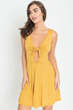 Casual Sleeveless Deep V-Neck Front Knot Mini Dress by EG Fashion - Rosa Apparel