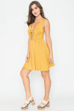 Casual Sleeveless Deep V-Neck Front Knot Mini Dress by EG Fashion - Rosa Apparel