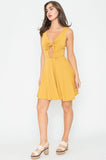 Casual Sleeveless Deep V-Neck Front Knot Mini Dress by EG Fashion - Rosa Apparel