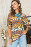 Celeste Full Size Leopard Long Sleeve T-Shirt with Braided Strap - Rosa Apparel