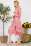 Celeste Full Size Pick-up Hem Asymmetric Midi Dress - Rosa Apparel