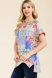 Celeste Full Size Round Neck Short Sleeve Floral T-Shirt - Rosa Apparel