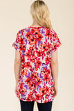 Celeste Full Size Round Neck Short Sleeve Floral T-Shirt - Rosa Apparel