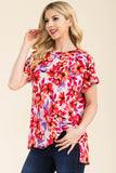 Celeste Full Size Round Neck Short Sleeve Floral T-Shirt - Rosa Apparel