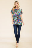 Celeste Full Size Round Neck Short Sleeve Floral T-Shirt - Rosa Apparel