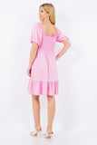 Celeste Full Size Ruffle Hem Short Sleeve Smocked Dress - Rosa Apparel