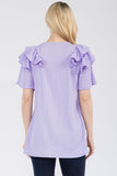 Celeste Full Size Ruffle Layered Short Sleeve Texture Top - Rosa Apparel