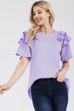 Celeste Full Size Ruffle Layered Short Sleeve Texture Top - Rosa Apparel