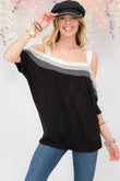 Celeste Full Size Striped Square Neck Cold Shoulder Top - Rosa Apparel