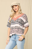 Celeste Full Size Striped V-Neck Short Sleeve T-Shirt - Rosa Apparel