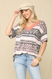 Celeste Full Size Striped V-Neck Short Sleeve T-Shirt - Rosa Apparel