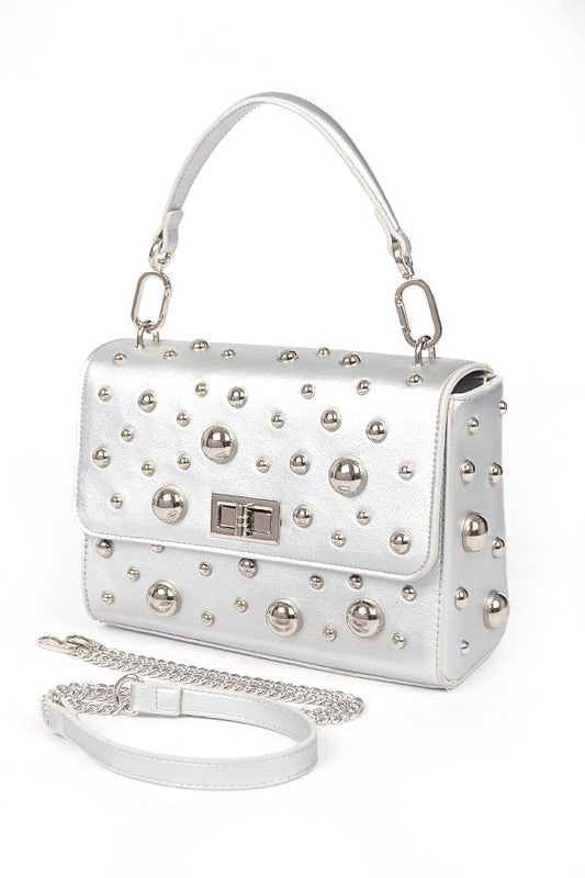 Chic Mix Studs Convertible Top Handle Swing Bag - Rosa Apparel