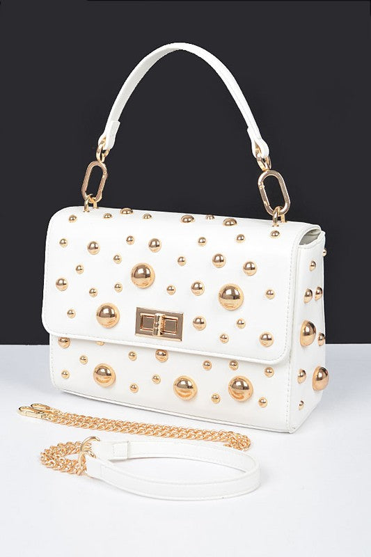 Chic Mix Studs Convertible Top Handle Swing Bag - Rosa Apparel