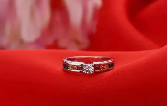 Colorful Cubic Zirconia Women Engagement Ring - Rosa Apparel