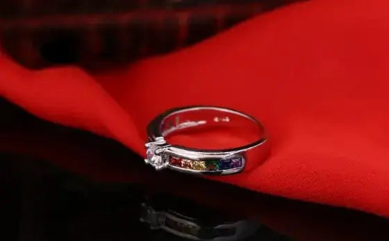 Colorful Cubic Zirconia Women Engagement Ring - Rosa Apparel