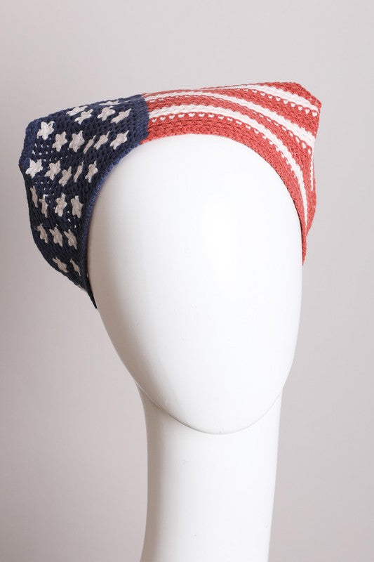 Crochet American Flag 4th of July Hair Bandana - Rosa Apparel