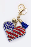 Crystal American Flag Heart 4th of July Key Charm - Rosa Apparel