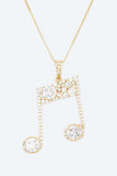 Cubic Zirconia Music Note Pendant Necklace - Rosa Apparel