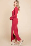 Culture Code Full Size Round Neck Bodycon Bell Maxi Dress - Rosa Apparel