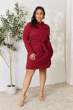 Culture Code Full Size Tie Front Half Zip Long Sleeve Shirt Dress - Rosa Apparel