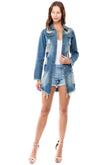 Denim Cutout Jeans Jacket By Claude - Rosa Apparel