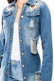 Denim Cutout Jeans Jacket By Claude - Rosa Apparel