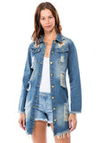 Denim Cutout Jeans Jacket By Claude - Rosa Apparel