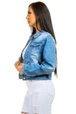 Denim Hobo Jeans Jacket Long Sleeves Front Button By Claude - Rosa Apparel