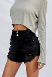 Denim Lab USA Super High Rise Frayed Destroyed Stretch Denim Shorts - Rosa Apparel