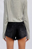 Denim Lab USA Super High Rise Frayed Destroyed Stretch Denim Shorts - Rosa Apparel