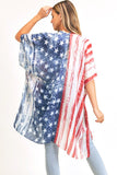 Distressed American Flag 4th of July Printed Long Kimono - Rosa Apparel