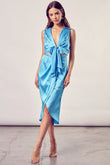 Do  Be Casual Front Slit V-Neck Sleeveless Wrap Midi Dress - Rosa Apparel