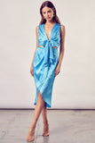 Do  Be Casual Front Slit V-Neck Sleeveless Wrap Midi Dress - Rosa Apparel