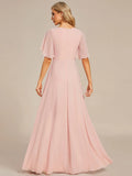 Elegant V Neck Appliques Pleated Floor Length Bridesmaid Dress - Rosa Apparel