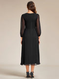 Shiny Chiffon Wedding Guest Dress with Long Sleeve Ever Pretty