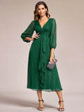 Shiny Chiffon Wedding Guest Dress with Long Sleeve Ever Pretty