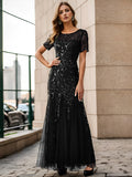 Sequin Shiny Fishtail Tulle Dress - Rosa Apparel