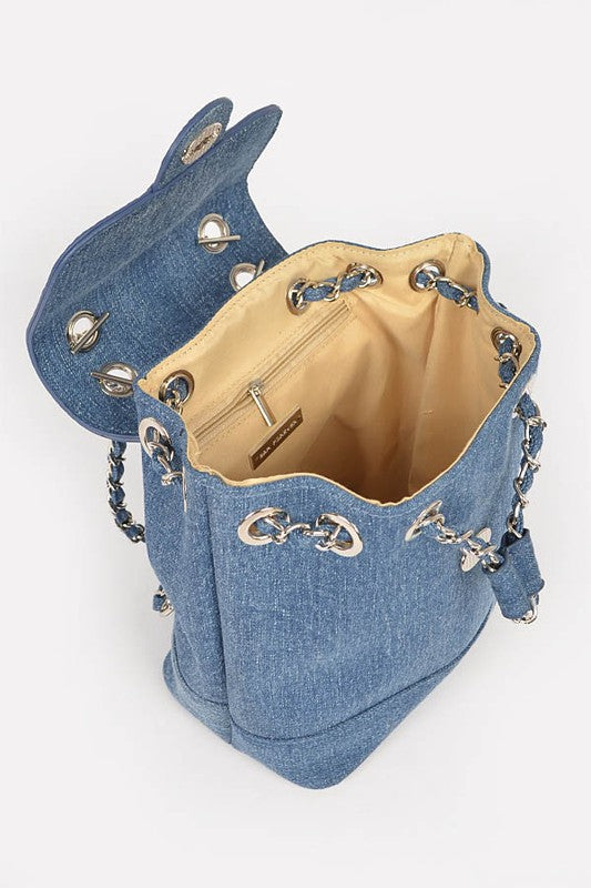 Elegant Denim Fashion Backpack - Rosa Apparel