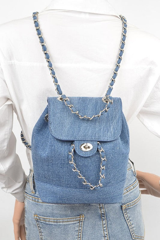 Elegant Denim Fashion Backpack - Rosa Apparel