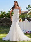 Elegant Fishtail Floor Off Shoulder Sleeveless Wedding Dress - Rosa Apparel