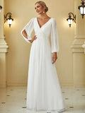 Elegant Floor Length Long Lantern Sleeves Formal Dress - Rosa Apparel