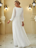 Elegant Floor Length Long Lantern Sleeves Formal Dress - Rosa Apparel