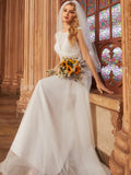 Elegant Hollow Lace Round Neck Wedding Dress - Rosa Apparel