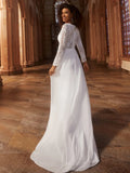 Elegant Hollow Lace V-Neck Wedding Dress - Rosa Apparel