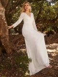 Elegant Hollow Lace V-Neck Wedding Dress - Rosa Apparel