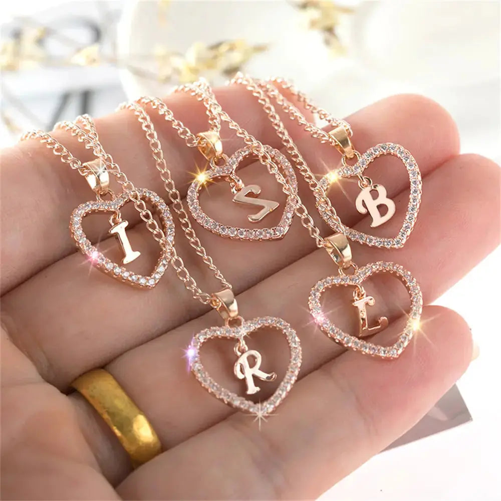 Elegant Initials Letter Pendant Necklace - Rosa Apparel